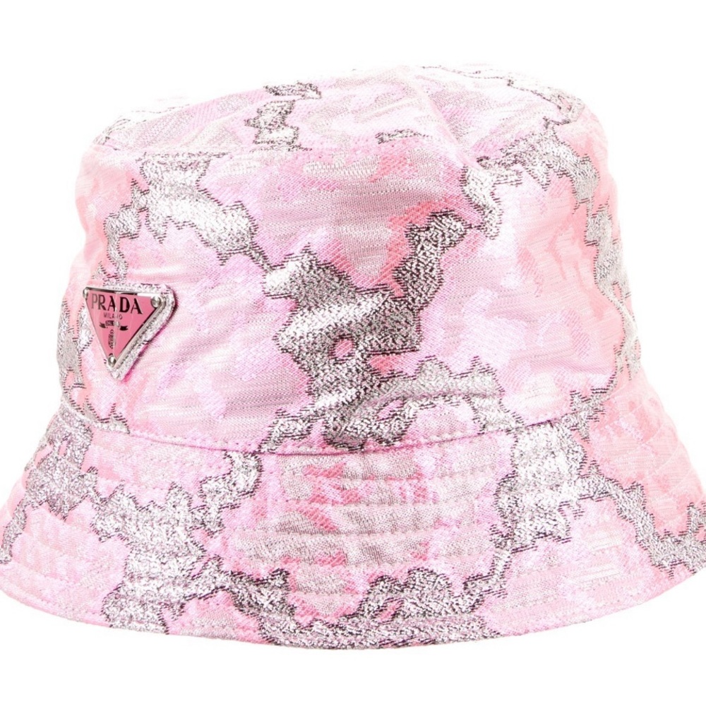 NWT Prada Bucket Beach Hat Pink and Silver Size M